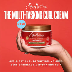 SheaMoisture Curl Stretch Shampoo, Conditioner, Volume Cream, and Refresher Spray with Kalahari Melon Oil and Hyaluronic Serum - Hydrates, Repairs Breakage, Detangles, Minimizes Shrinkage, 4 Pack