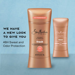 SheaMoisture Antiperspirant Deodorant Stick Fresh Coconut & Hibiscus 2 Count for 48HR Sweat & Odor Protection with No Parabens & No Mineral Oil 2.6 oz