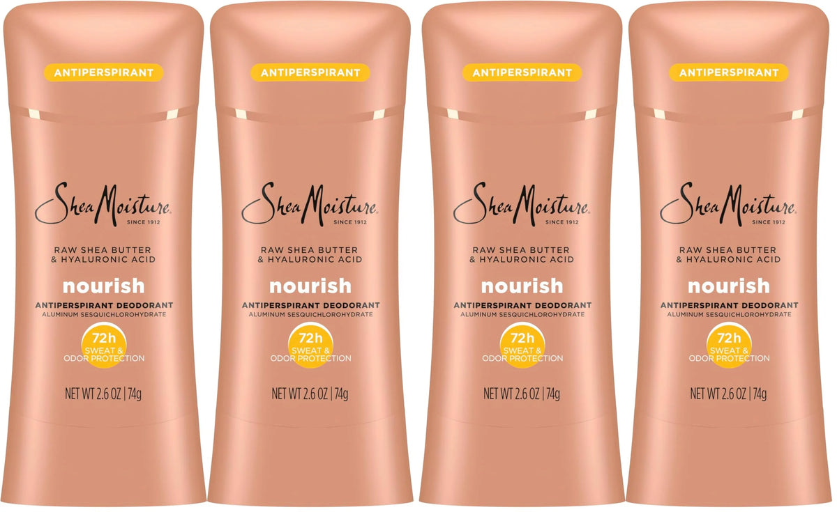 SheaMoisture Antiperspirant Deodorant Stick Moisturizing Raw Shea Butter & Hyaluronic Acid for 48HR Sweat & Odor Protection with No Parabens-& No Mineral Oil 2.6 oz,(Pack of 4)