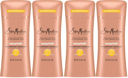 SheaMoisture Antiperspirant Deodorant Stick Moisturizing Raw Shea Butter & Hyaluronic Acid for 48HR Sweat & Odor Protection with No Parabens-& No Mineral Oil 2.6 oz,(Pack of 4)