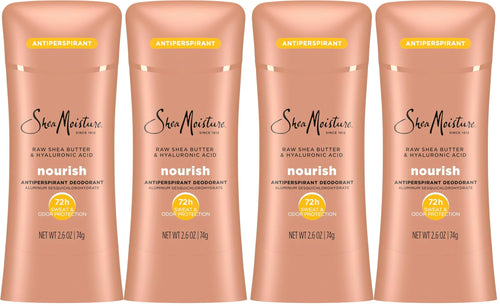 SheaMoisture Antiperspirant Deodorant Stick Moisturizing Raw Shea Butter & Hyaluronic Acid for 48HR Sweat & Odor Protection with No Parabens-& No Mineral Oil 2.6 oz,(Pack of 4)