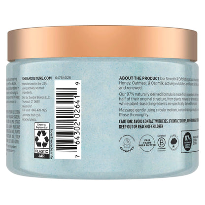 SheaMoisture Shea Sugar Body Scrub Manuka Honey Oatmeal for smooth & exfoliating Smooth and Exfoliating Body scrub with 24h shea moisture nutrients 12 oz
