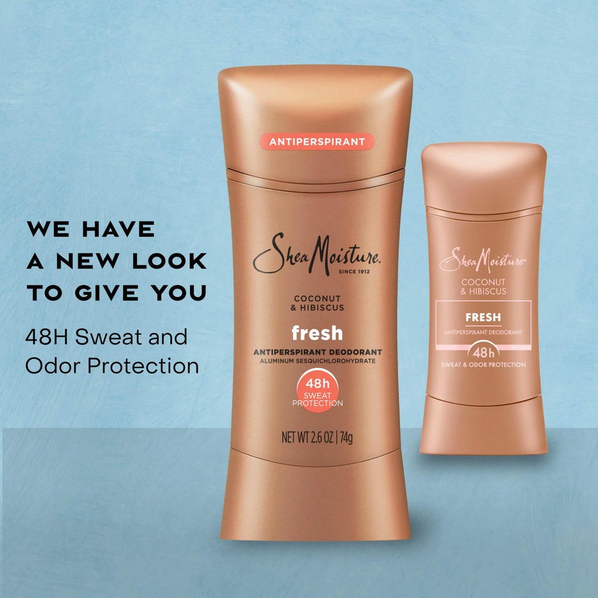 SheaMoisture Antiperspirant Deodorant Stick Fresh Coconut & Hibiscus 2 Count for 48HR Sweat & Odor Protection with No Parabens & No Mineral Oil 2.6 oz