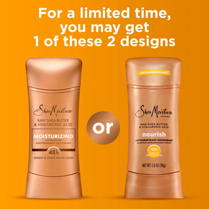 SheaMoisture Antiperspirant Deodorant Stick Moisturizing Raw Shea Butter & Hyaluronic Acid for 48HR Sweat & Odor Protection with No Parabens-& No Mineral Oil 2.6 oz,(Pack of 4)