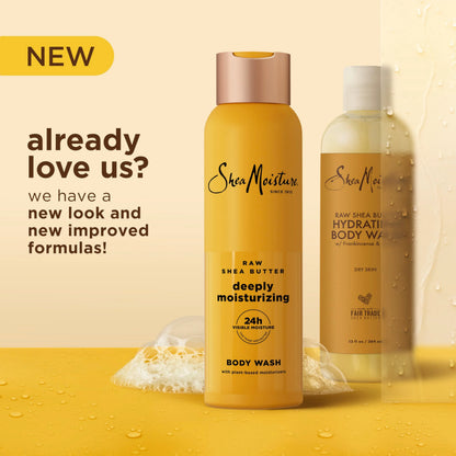 SheaMoisture Raw Shea Butter Body Wash Moisturize and Restore Deeply Moisturizing body wash for 24H Visible Moisture for Healthy, Glowing Skin 18 oz
