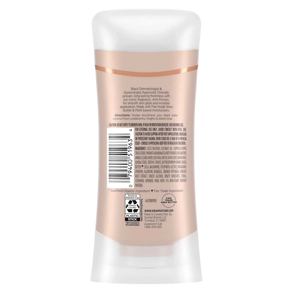 SheaMoisture Whole Body Deodorant Stick 72h Odor Control Fresh Aluminum Free 2.6 oz