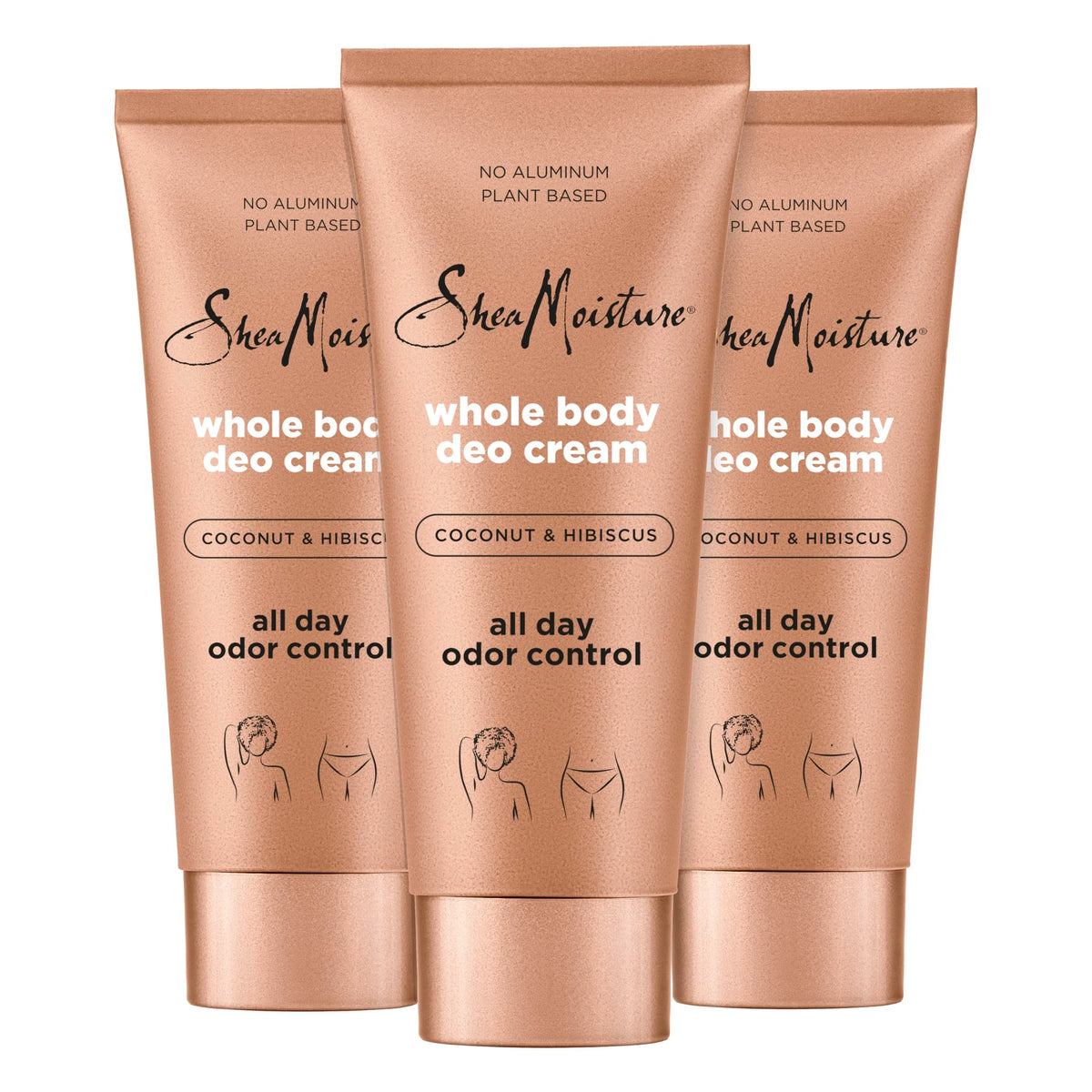 SheaMoisture Whole Body Deo Cream Coconut & Hibiscus 3 count for All-Day Odor Control, with No Aluminum, 2.5 oz