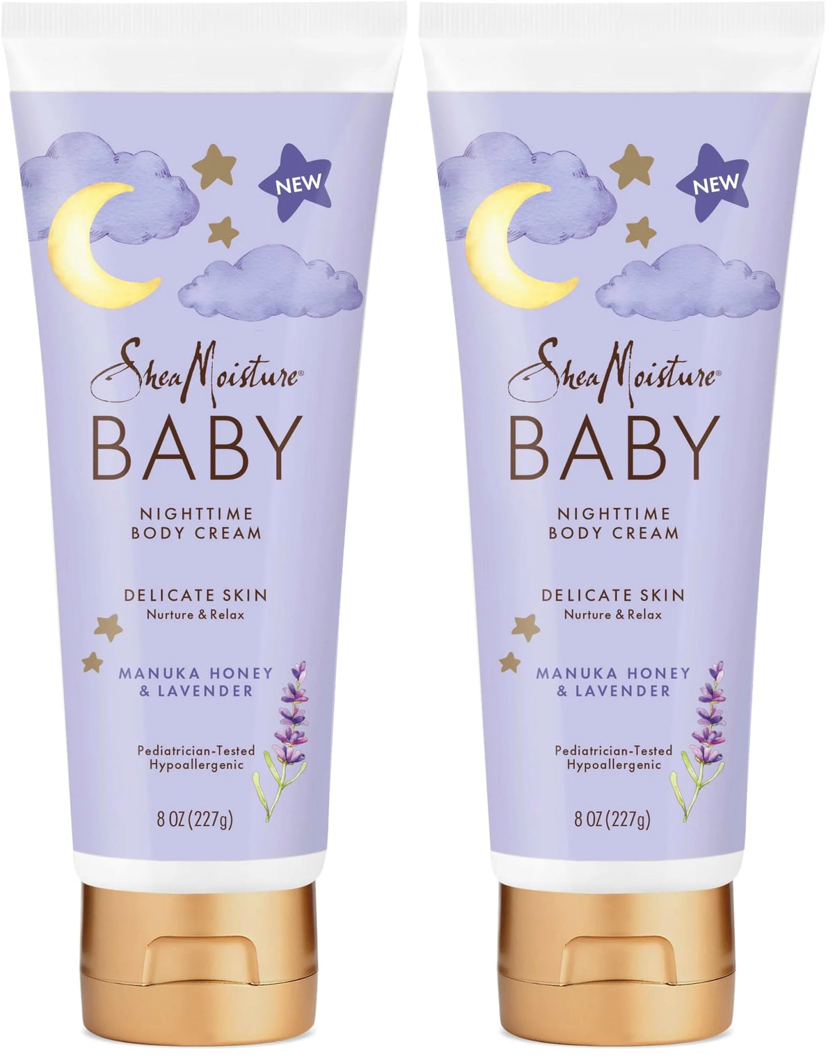 SheaMoisture Baby Moisturizer Manuka Honey & Lavender for Delicate Hair and Skin Nighttime Hair and Skin Care Regimen 8 oz,(Pack of 2)