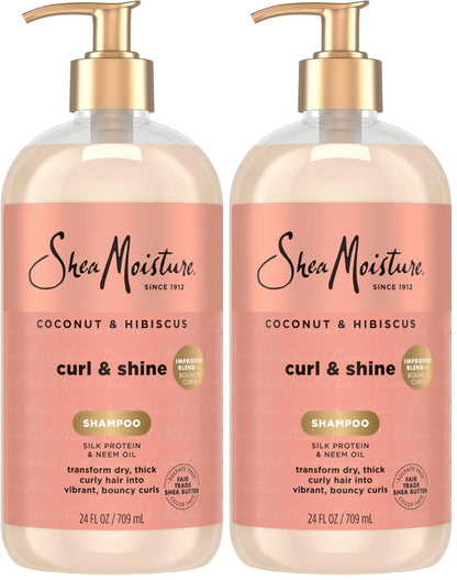 SheaMoisture Shampoo Coconut and Hibiscus,for Thick,Curly Hair,to Cleanse & Hydrate,24 oz,(Pack of 2)