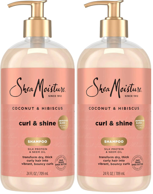 SheaMoisture Shampoo Coconut and Hibiscus,for Thick,Curly Hair,to Cleanse & Hydrate,24 oz,(Pack of 2)
