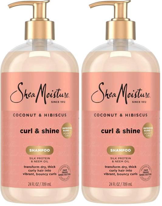 SheaMoisture Shampoo Coconut and Hibiscus,for Thick,Curly Hair,to Cleanse & Hydrate,24 oz,(Pack of 2)