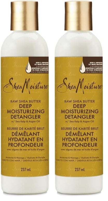 SheaMoisture Raw Shea Butter Deep Moisturizing Detangler for Dry, Damaged Hair, Hair Styling Product Formulated with Sea Kelp and Argan Oil 8 oz,(Pack of 2)