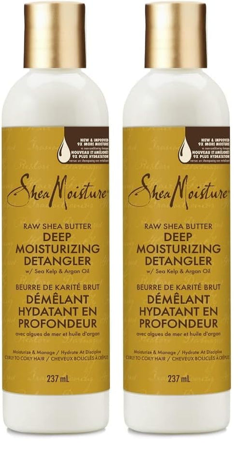 SheaMoisture Raw Shea Butter Deep Moisturizing Detangler for Dry, Damaged Hair, Hair Styling Product Formulated with Sea Kelp and Argan Oil 8 oz,(Pack of 2)