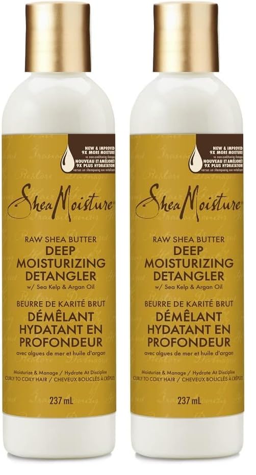 SheaMoisture Raw Shea Butter Deep Moisturizing Detangler for Dry, Damaged Hair, Hair Styling Product Formulated with Sea Kelp and Argan Oil 8 oz,(Pack of 2)