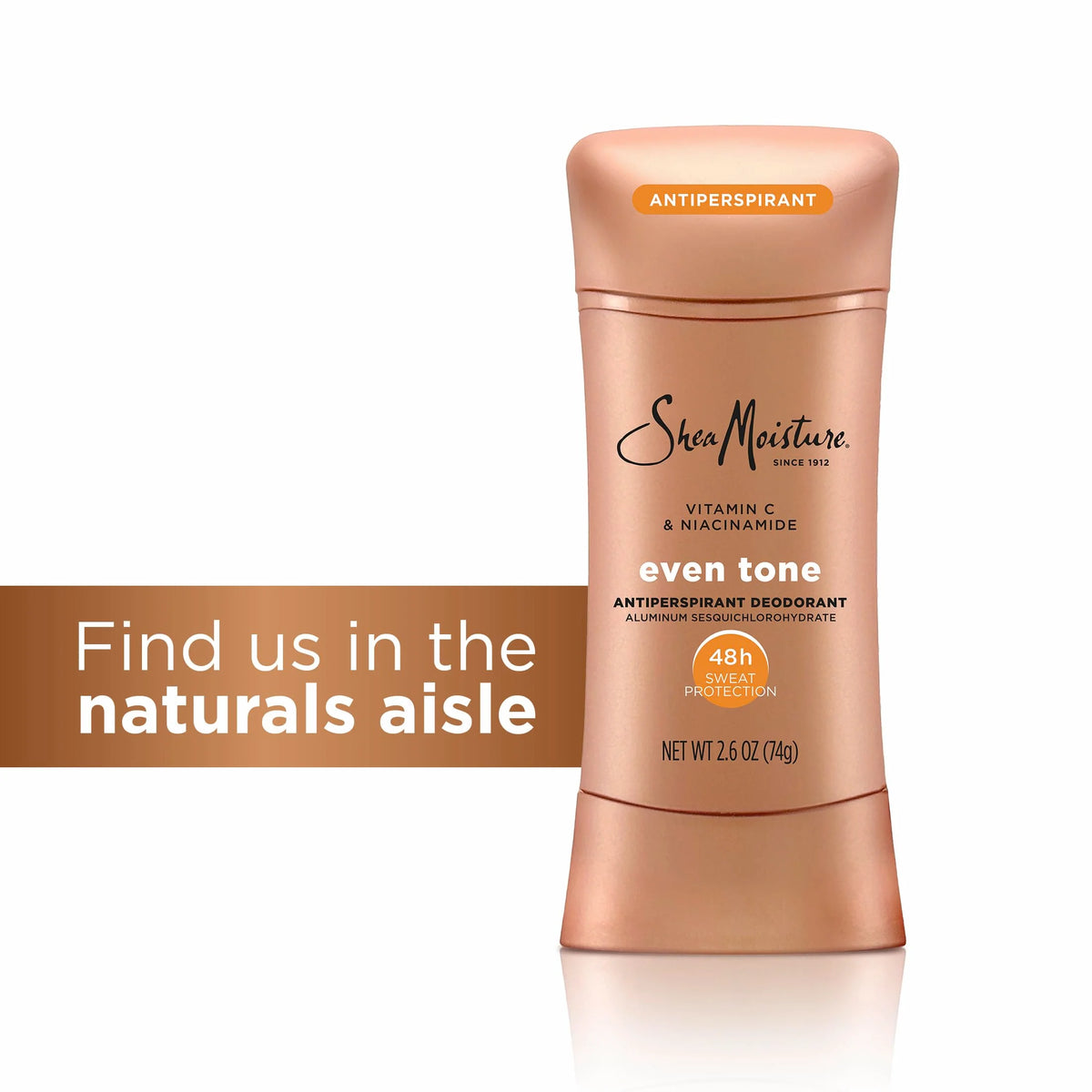 SheaMoisture Antiperspirant Deodorant Stick Even Tone Vitamin C & Niacinamide for 48HR Sweat & Odor Protection with No Parabens & No Mineral Oil 2.6 oz, (Pack of 4)