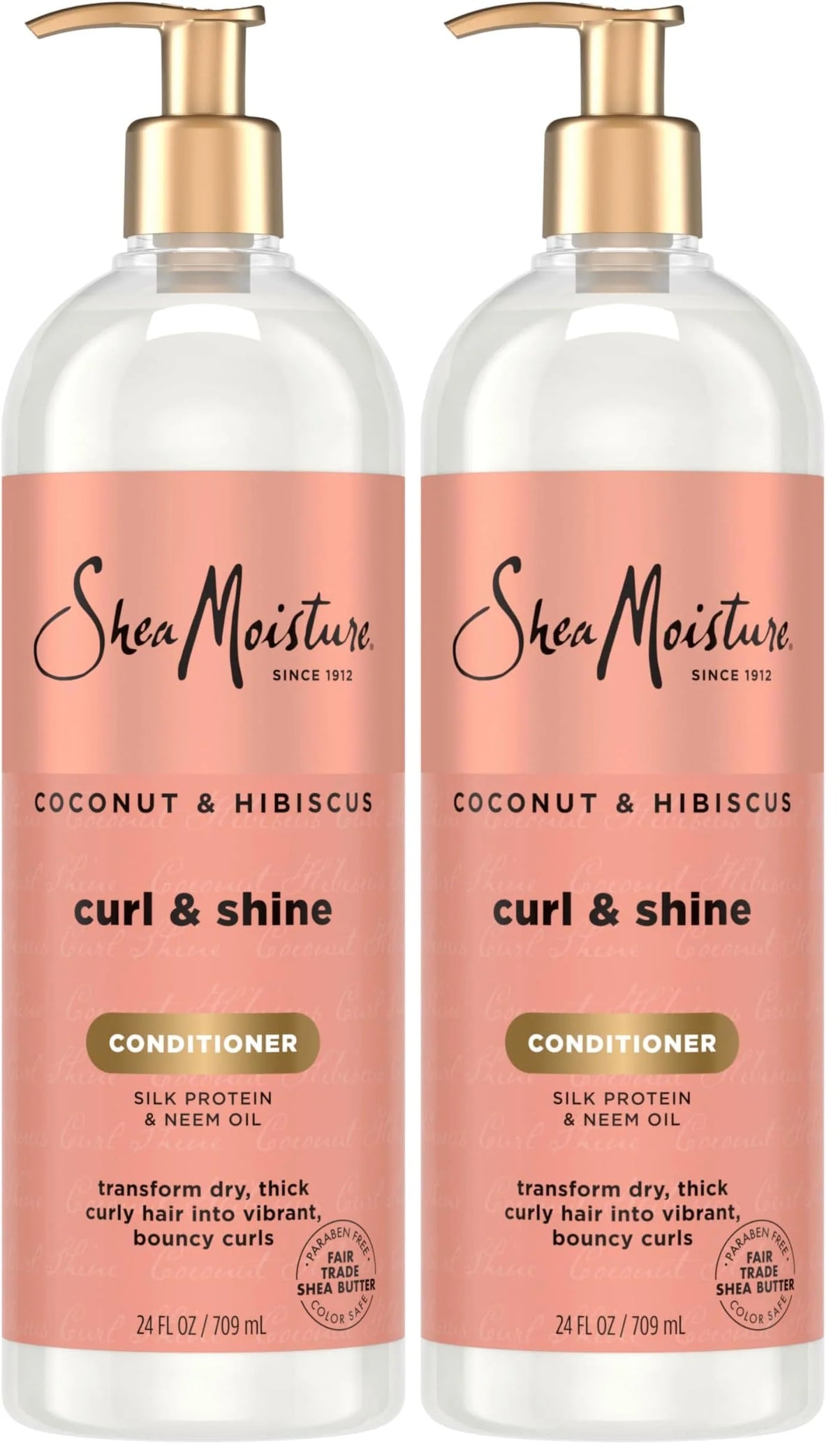 SheaMoisture Curl & Shine Conditioner Coconut & Hibiscus,for Thick,Curly Hair,to Moisturize-& Soften,24 oz,(Pack of 2)