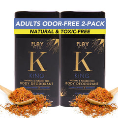 PLAY PITS - 2 Pack - Natural Deodorant - Safe for Men & Women w/Sensitive Skin - Clean, Non-Toxic, & Paraben Free – KING Scent - Infused w/Essential Oils – 2.65 Oz.