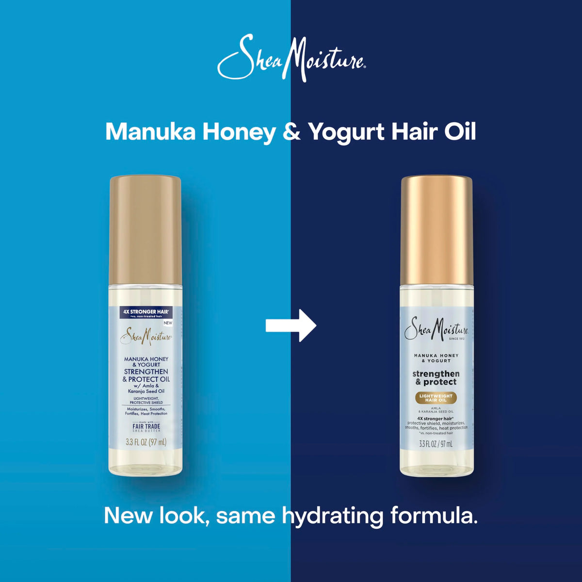 SheaMoisture Strengthen & Protect Hair Oil Manuka Honey & Yogurt Reduces Heat Damage and Protects Hair with an Amla Oil and Manuka Honey Infused Lightweight Formula 3.3fl oz