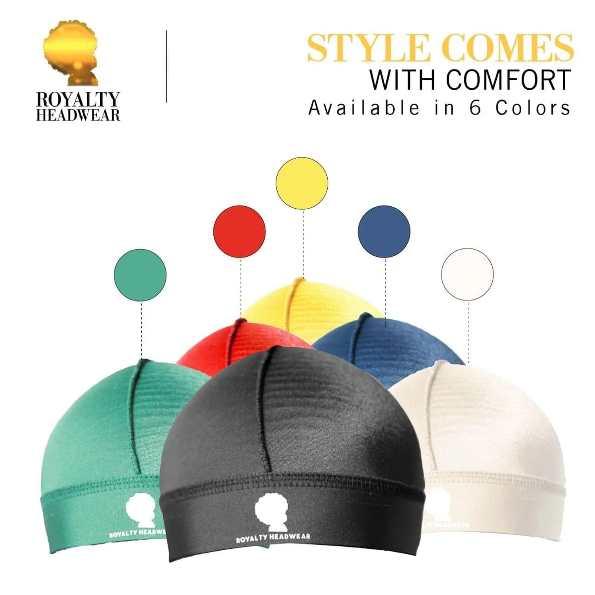 Royalty Headwear Silky Wave Cap for 360, 540 & 720 Waves, Soft Breathable Durag Skull Cap Beanie for Men