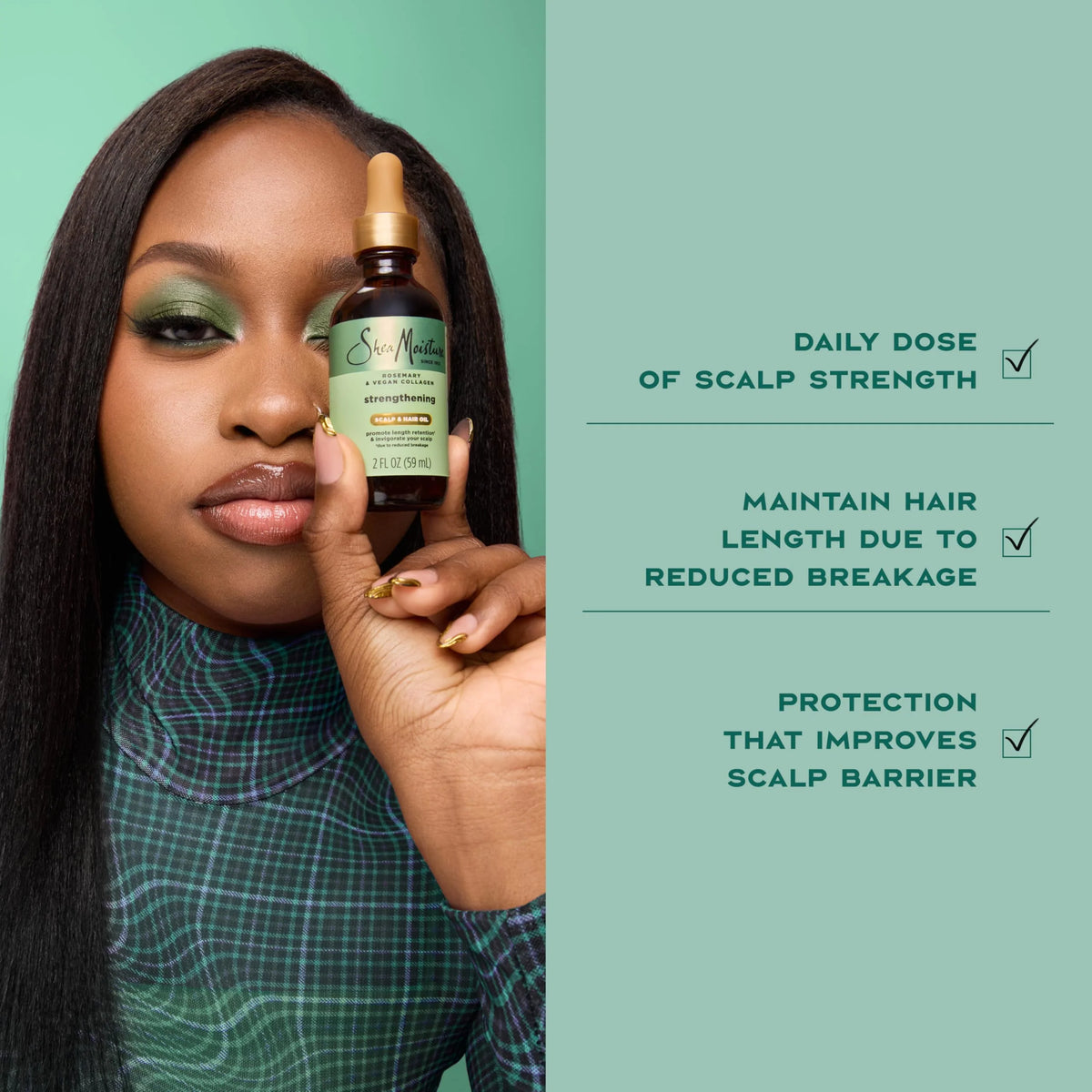 SheaMoisture Strengthening Scalp & Oil Rosemary & Vegan Collagen To Protect The Scalp And Strengthen Hair ScalpBoost Technology For A Cooling Sensation With ScalpBoost Technology 2 Fl Oz,(Pack of 2)