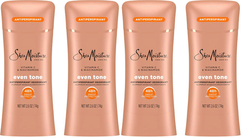 SheaMoisture Antiperspirant Deodorant Stick Even Tone Vitamin C & Niacinamide for 48HR Sweat & Odor Protection with No Parabens & No Mineral Oil 2.6 oz, (Pack of 4)