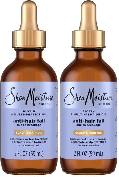 SheaMoisture Scalp & Hair Oil, Anti-Hair Fall for Healthy Looking and Moisturized Scalp, with Biotin & Multi-Peptide ScalpBoost Technology, 2 oz,(Pack of 2)