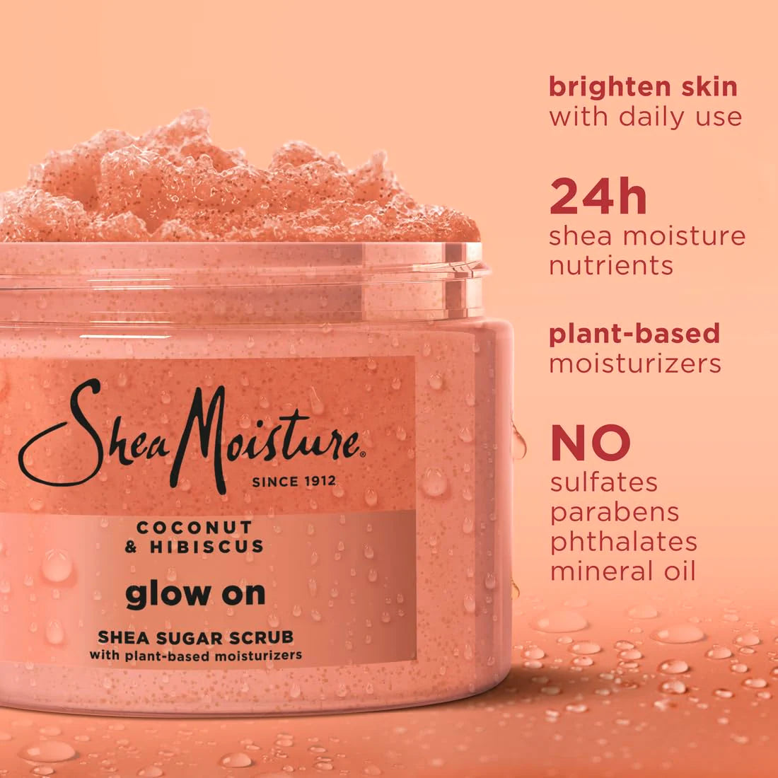 SheaMoisture Shea Sugar Body Scrub For Glowing Radiance Coconut Hibiscus Glowing Radiance Body Scrub With 24h Shea Moisture Nutrients 12 oz