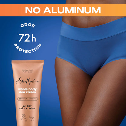 SheaMoisture Whole Body Deo Cream Coconut & Hibiscus 3 count for All-Day Odor Control, with No Aluminum, 2.5 oz