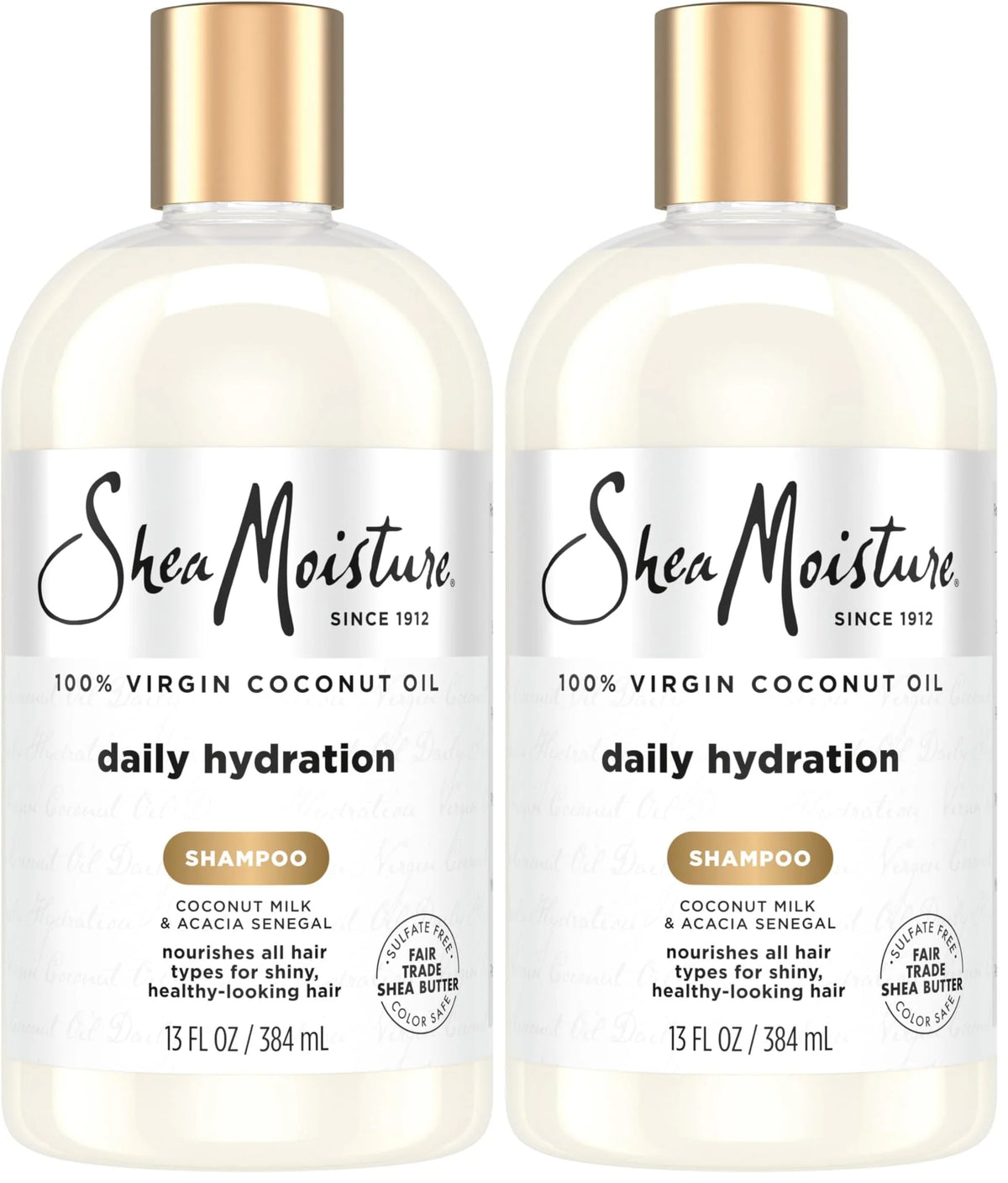 SheaMoisture Shampoo, 13 oz, All Hair Types | Daily Hydration | Virgin Coconut Oil | Sulfate-Free | Pack of 2