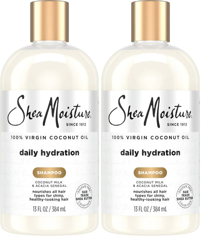 SheaMoisture Shampoo, 13 oz, All Hair Types | Daily Hydration | Virgin Coconut Oil | Sulfate-Free | Pack of 2