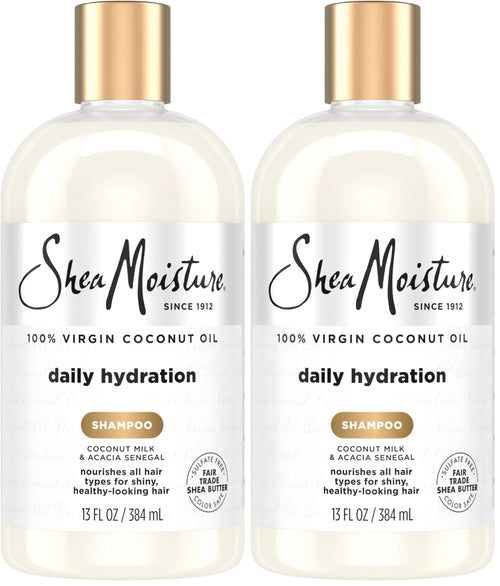 SheaMoisture Shampoo, 13 oz, All Hair Types | Daily Hydration | Virgin Coconut Oil | Sulfate-Free | Pack of 2