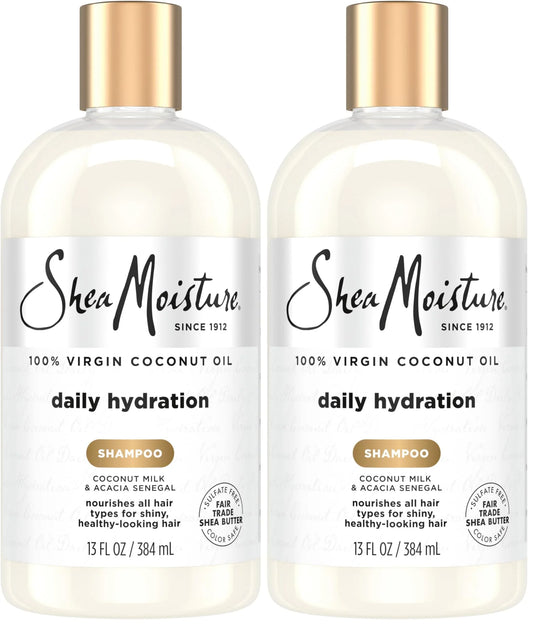 SheaMoisture Shampoo, 13 oz, All Hair Types | Daily Hydration | Virgin Coconut Oil | Sulfate-Free | Pack of 2