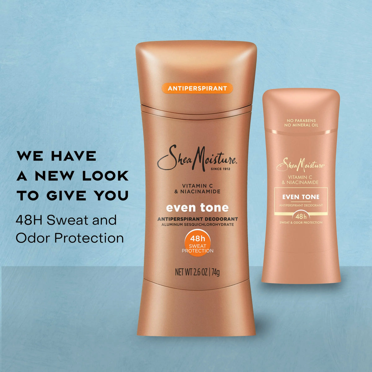 SheaMoisture Antiperspirant Deodorant Stick Even Tone Vitamin C & Niacinamide for 48HR Sweat & Odor Protection with No Parabens & No Mineral Oil 2.6 oz, (Pack of 4)