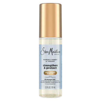 SheaMoisture Strengthen & Protect Hair Oil Manuka Honey & Yogurt Reduces Heat Damage and Protects Hair with an Amla Oil and Manuka Honey Infused Lightweight Formula 3.3fl oz
