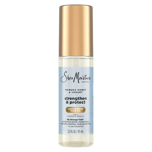 SheaMoisture Strengthen & Protect Hair Oil Manuka Honey & Yogurt Reduces Heat Damage and Protects Hair with an Amla Oil and Manuka Honey Infused Lightweight Formula 3.3fl oz