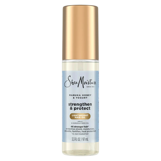 SheaMoisture Strengthen & Protect Hair Oil Manuka Honey & Yogurt Reduces Heat Damage and Protects Hair with an Amla Oil and Manuka Honey Infused Lightweight Formula 3.3fl oz