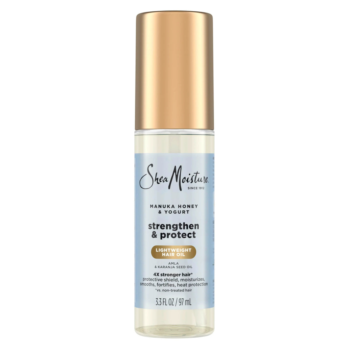 SheaMoisture Strengthen & Protect Hair Oil Manuka Honey & Yogurt Reduces Heat Damage and Protects Hair with an Amla Oil and Manuka Honey Infused Lightweight Formula 3.3fl oz