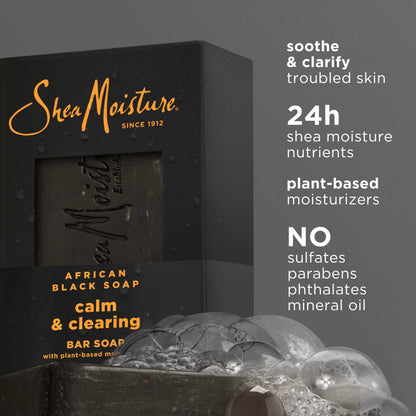 SheaMoisture Bar soap AfricanSoap Soothe & Clarify Skin Soothing and Clarifying bar-soap with 24h shea moisture nutrients for Healthy, Glowing Skin 8 oz (Pack of 8)