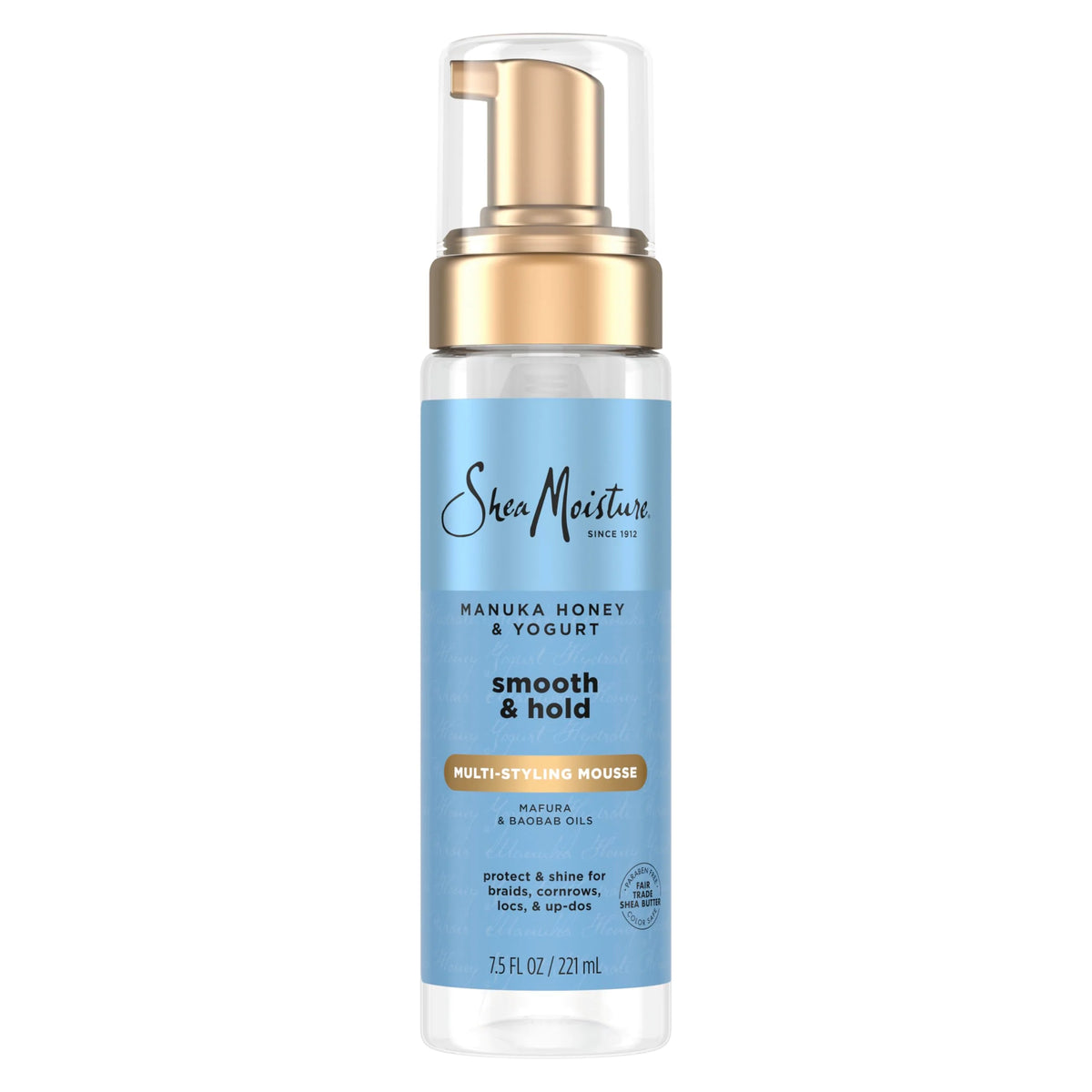 SheaMoisture Manuka Honey & Yogurt Smooth & Hold Multi-Styling Hair Mousse for Nourishment 7.5 fl oz | Smooth, Multi-Styling, Nourishment