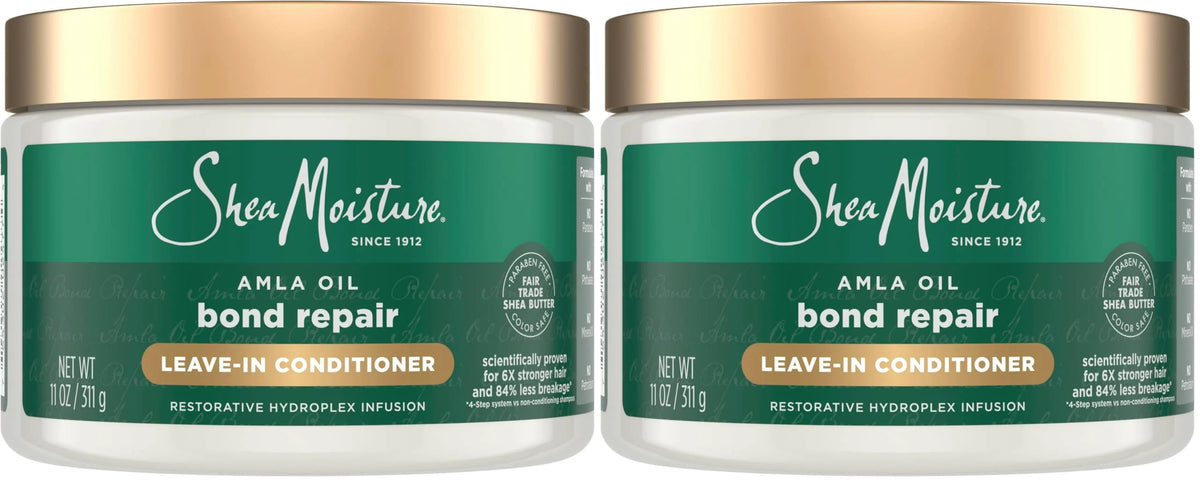 SheaMoisture Bond Repair Leave-In Conditioner Amla Oil Protects Against Damage, Strengthens With Hydroplex Technology For Less Breakage With Restorative HydroPlex Infusion 11FlOz, (Pack of 2)