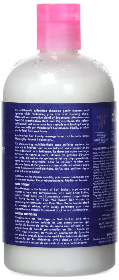 SheaMoisture Silicone Free Shampoo for Dry Hair Sugarcane Extract and Meadowfoam Paraben Free Shampoo 13 oz