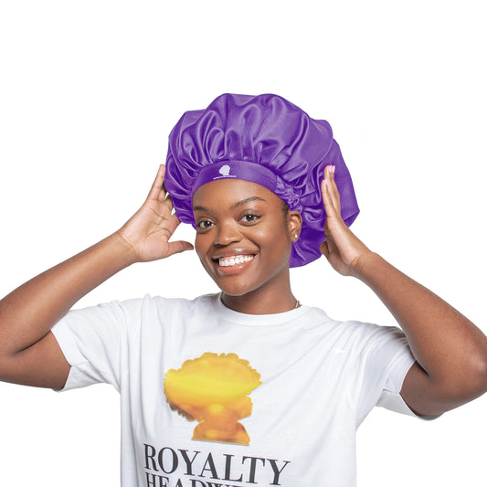 Royalty Headwear Silk Satin Bonnet for Women - Adjustable Jumbo Extra Secure Non-Slip Satin Cap Silk Hair Bonnet for Sleeping