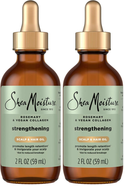 SheaMoisture Strengthening Scalp & Oil Rosemary & Vegan Collagen To Protect The Scalp And Strengthen Hair ScalpBoost Technology For A Cooling Sensation With ScalpBoost Technology 2 Fl Oz,(Pack of 2)