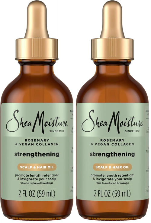 SheaMoisture Strengthening Scalp & Oil Rosemary & Vegan Collagen To Protect The Scalp And Strengthen Hair ScalpBoost Technology For A Cooling Sensation With ScalpBoost Technology 2 Fl Oz,(Pack of 2)