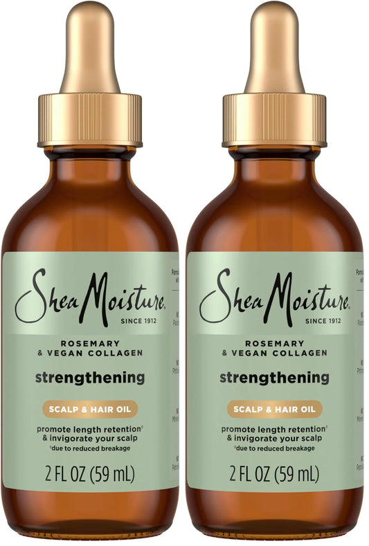 SheaMoisture Strengthening Scalp & Oil Rosemary & Vegan Collagen To Protect The Scalp And Strengthen Hair ScalpBoost Technology For A Cooling Sensation With ScalpBoost Technology 2 Fl Oz,(Pack of 2)