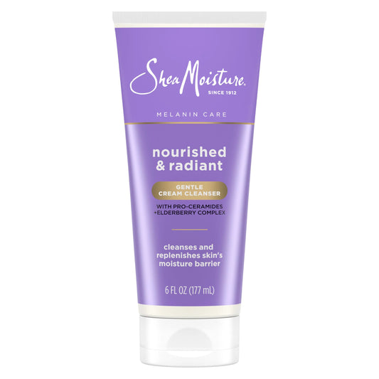 SheaMoisture Melanin Care Gentle Cream Cleanser Nourished & Radiant for Cleansing & Replenishing Skin's Moisture Barrier, with Pro-Ceramides +Elderberry Complex, 6 oz