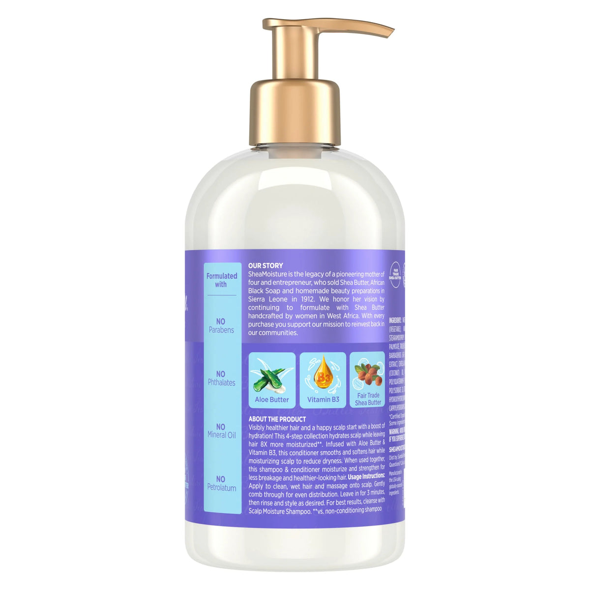 SheaMoisture Scalp Moisture Conditioner Aloe Butter & Vitamin B3 for Moisturized Hair Fair Trade, Sulfate-Free 13oz