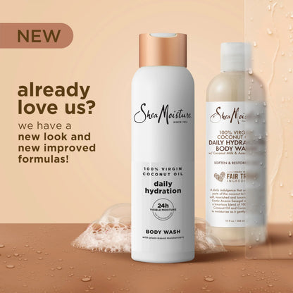 SheaMoisture Virgin Coconut Oil Body Wash Nourish and Replenish Skin Daily Hydrating body wash for 24H Visible Moisture for Healthy, Glowing Skin 18 oz