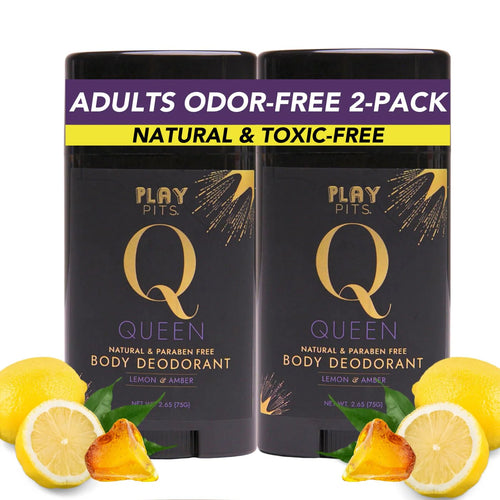 PLAY PITS - 2 Pack - Natural Deodorant - Safe for Men & Women w/Sensitive Skin - Clean, Non-Toxic, & Paraben Free – QUEEN Scent - Infused w/Essential Oils – 2.65 Oz.