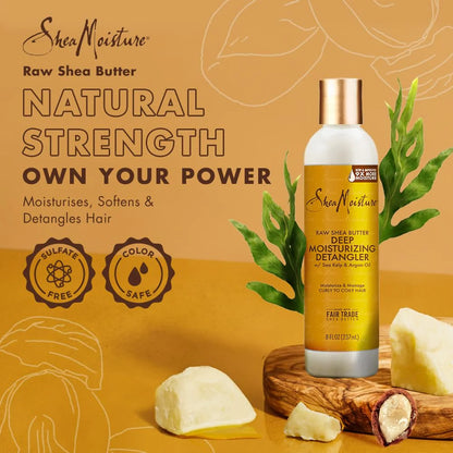 SheaMoisture Raw Shea Butter Deep Moisturizing Detangler for Dry, Damaged Hair, Hair Styling Product Formulated with Sea Kelp and Argan Oil 8 oz,(Pack of 2)